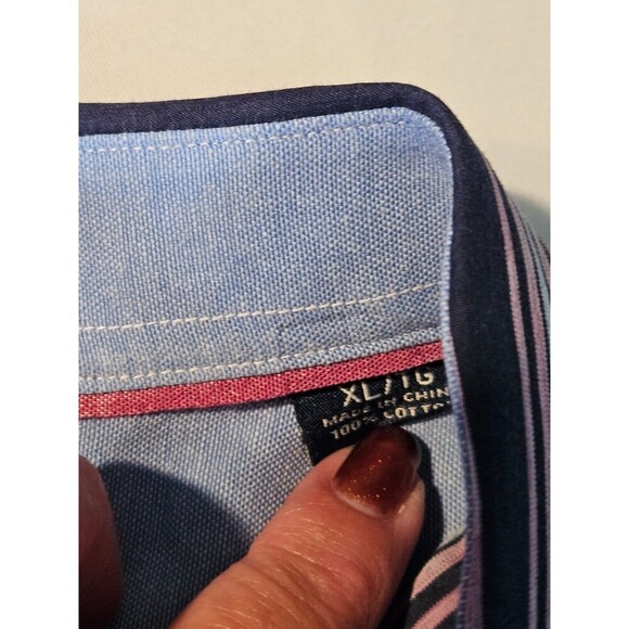 Mens Tommy Bahama Purple Blue Striped Long Sleeve Shirt XL - Picture 8 of 10